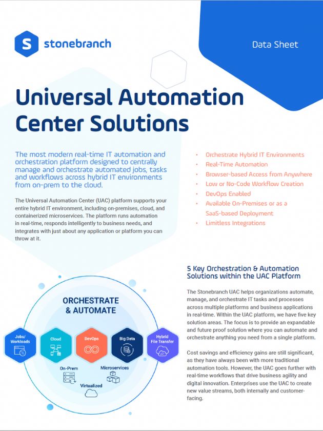 Data sheet: Five Standard Solutions within the Universal Automation Center (UAC) Platform- download now