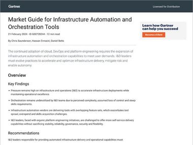Read the Report! 2024 Gartner Market Guide for Infrastructure Automation and Orchestration (IA&O) Tools