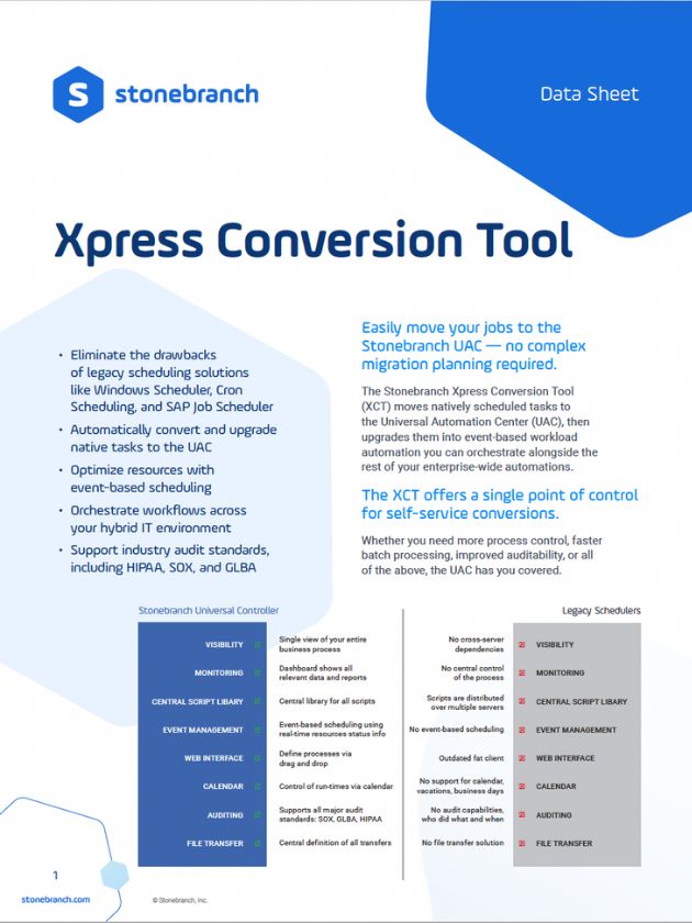 XCT makes it easy to convert from Windows Task Scheduler to UAC